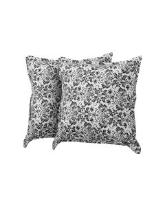 Kit 2 Almofadas Decorativas Bali Linho Floral Branco e Preto