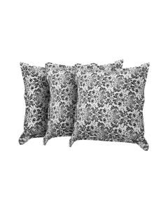 Kit 3 Almofadas Decorativas Bali Linho Floral Branco e Preto