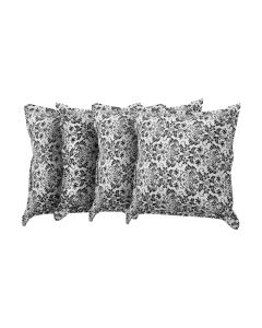 Kit 4 Almofadas Decorativas Bali Linho Floral Branco e Preto