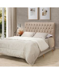 Cabeceira Cama Casal Estofada 1,40 Cm - Inca Linho Bege