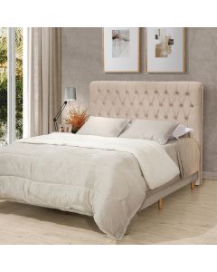 Cabeceira Cama Casal Estofada 1,40 Cm - Inca Veludo Bege