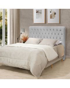 Cabeceira Cama Casal Estofada 1,40 Cm - Inca Veludo Cinza Claro