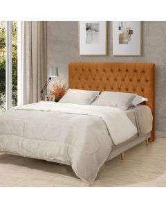 Cabeceira Cama Casal Estofada 1,40 Cm - Inca Veludo Terracota