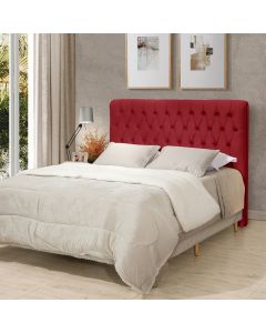 Cabeceira Cama Casal Estofada 1,40 Cm - Inca Veludo Vermelho
