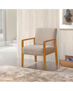 Poltrona Base em Madeira Maciça Decorativa Bora Bora Veludo Bege