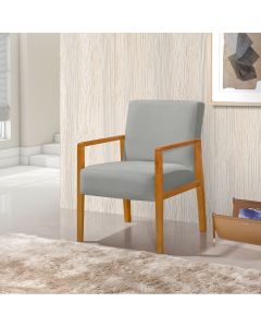 Poltrona Base em Madeira Maciça Decorativa Bora Bora Veludo Cinza Claro