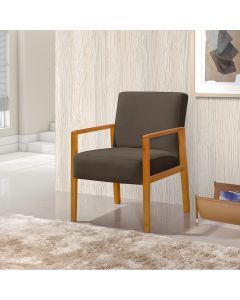 Poltrona Base em Madeira Maciça Decorativa Bora Bora Veludo Marrom