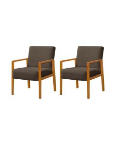Kit 2 Poltronas Base em Madeira Maciça Decorativas Bora Bora Veludo Marrom