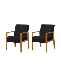 Kit 2 Poltronas Base em Madeira Maciça Decorativas Bora Bora Veludo Preto