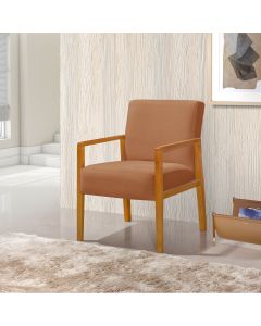 Poltrona Base em Madeira Maciça Decorativa Bora Bora Veludo Terracota