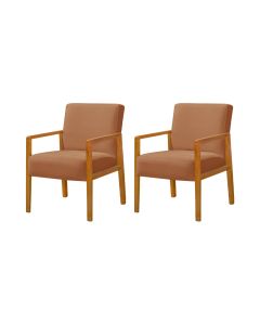 Kit 2 Poltronas Base em Madeira Maciça Decorativas Bora Bora Veludo Terracota 