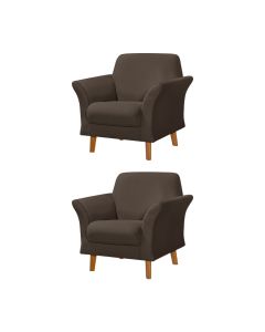 Kit 2 Poltronas Retrô Pés em Madeira Maciça Jamaica Veludo Marrom
