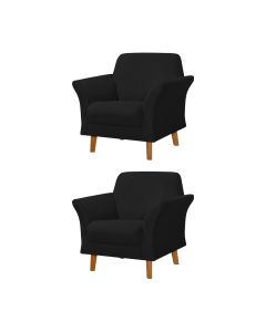 Kit 2 Poltronas Retrô Pés em Madeira Maciça Jamaica Veludo Preto
