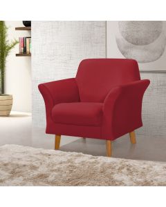 Poltrona Retrô Pés em Madeira Maciça Jamaica Veludo Vermelho